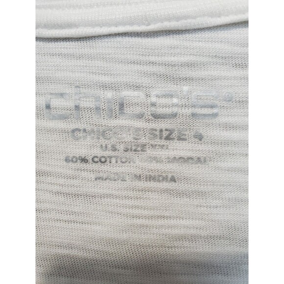 Chico's White Slub Knit Smocked Cuff Scoop Neck Blouse Size 4 (XXL) - Picture 3 of 6